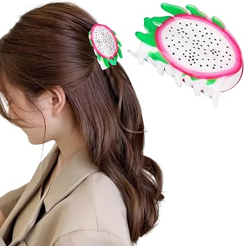 1pc Dragon Fruit Hair Clips, Cute Fruit Hair Aceessories for Women Girls Half Updo, Small Funny Claw Clips Novelty Ideal Gifts