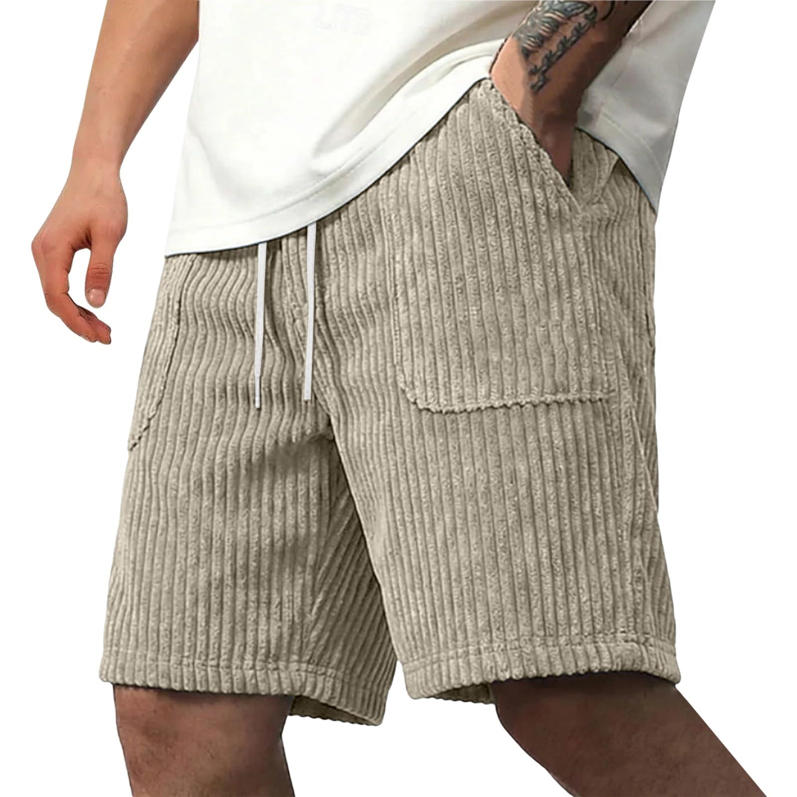 Pantaloncini chino, da uomo, 3XL, con tasche, gamba dritta | Pantaloncini sportivi eleganti, leggeri, estivi, elasticizzati, ideali per il tempo libero