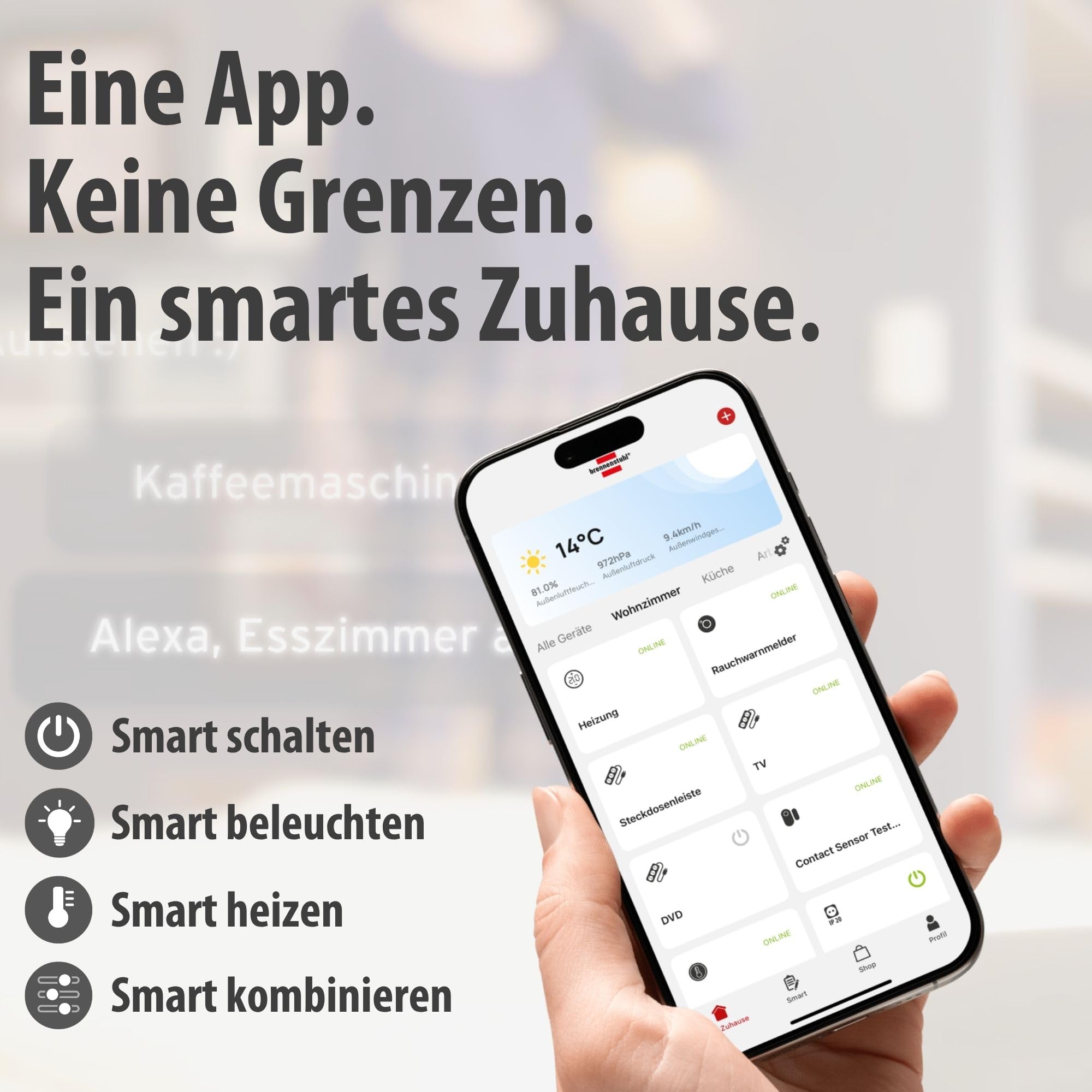 Brennenstuhl Connect Premium-Line WiFi Steckdosenleiste 6-Fach, 1,8m