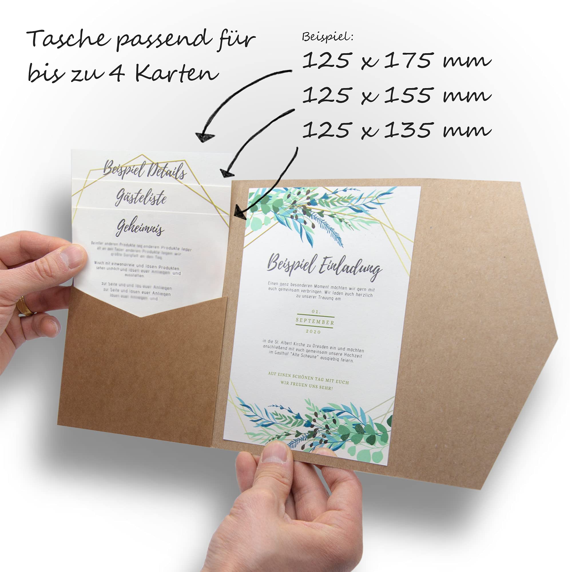 HAFTSTEIG Tarjetas de Papel de estraza para Bodas – invitación de Boda