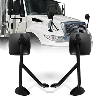 High Soar Hood Mirror for International 4300 Workstar II Black Mirror Assembly Driver and Passenger Side (Fit: International 4300 4400 7400 7600 8500 Durastar Truck)