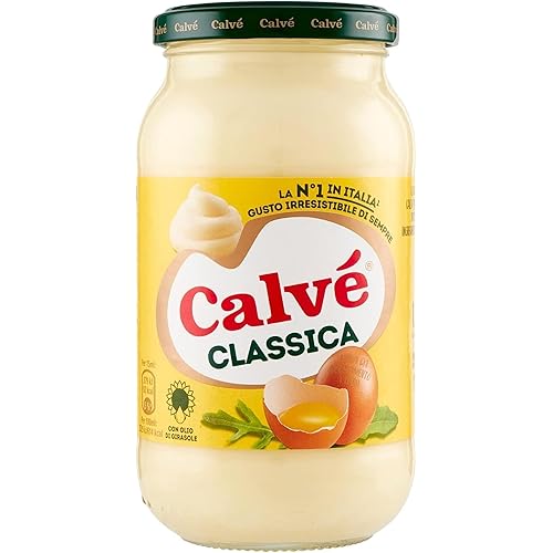 Calvé Maionese Classica, Formato 450 ml, Maionese Calvé Classica con Olio di Semi di Girasole, Ideale per Sandwich e Tartine, Senza Conservanti e Senza Zuccheri, Senza Glutine, Vegetariano