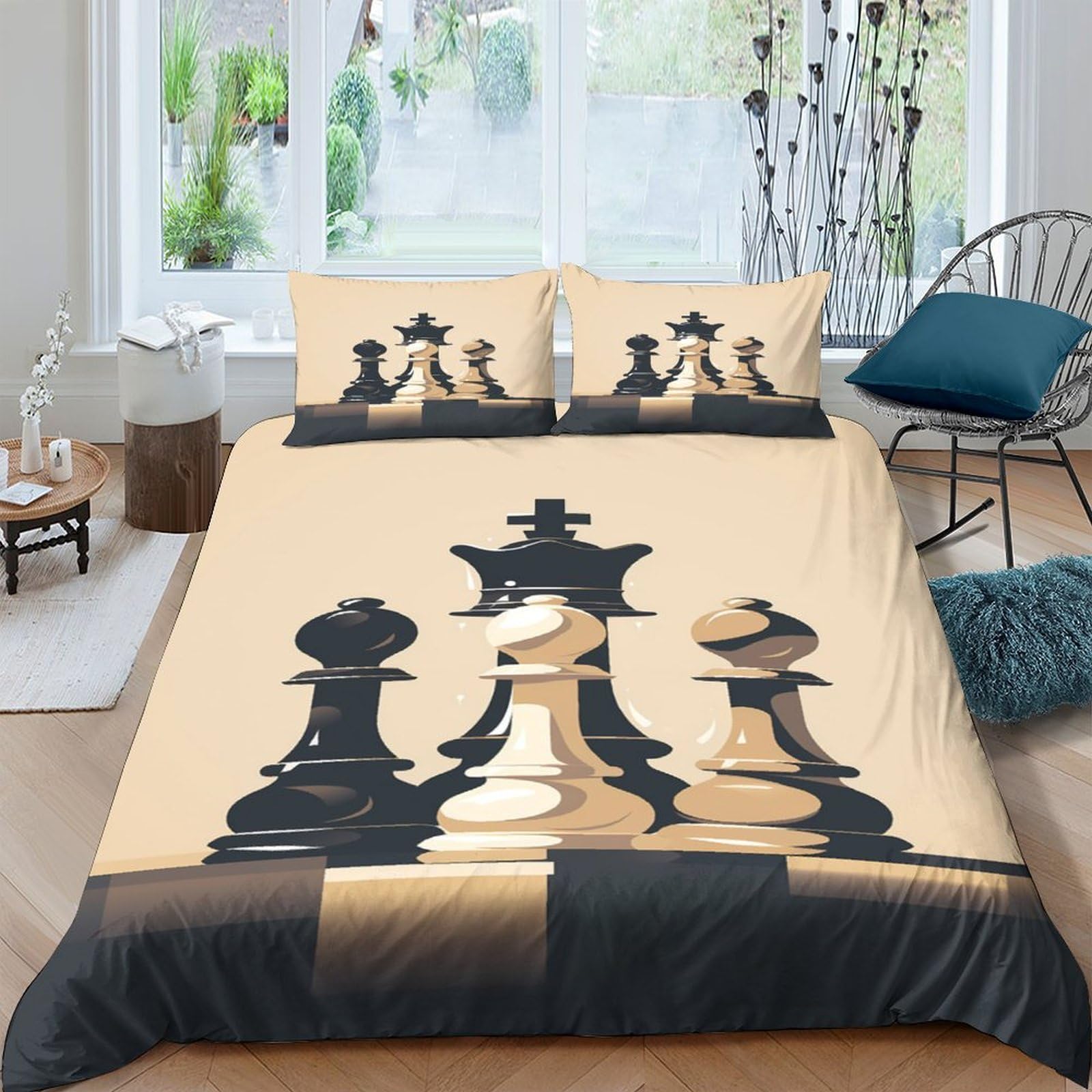 Ctjqhvkz Style-7 3D Printed Chess Art Fitted Sheet Microfiber Soft Breathable Abstract King Queen Bed Cover For Bedroom Dorm Decor Single（135X200cm）