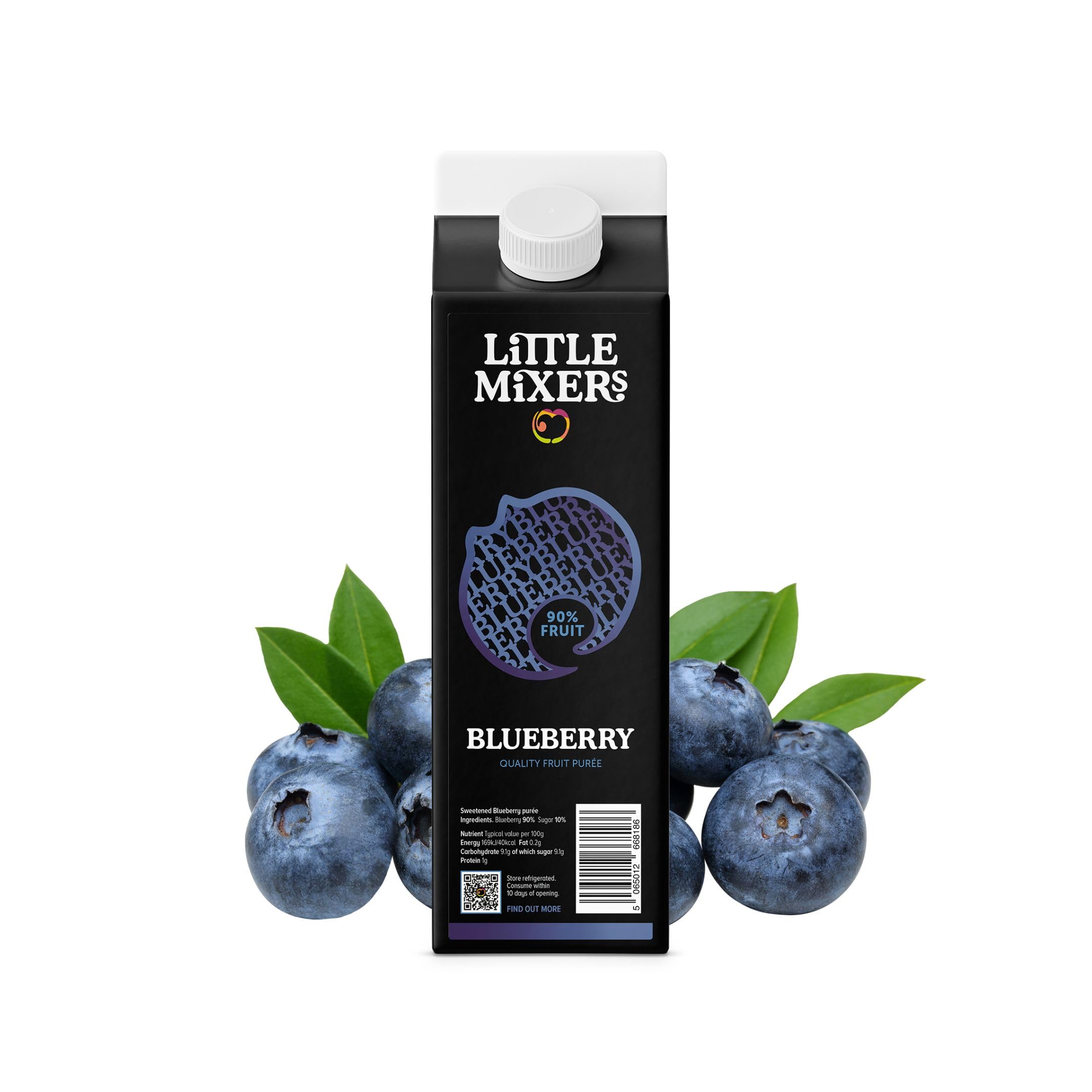 Little Mixers Blueberry Purée (1kg) | Real Fruit Purée for Cocktails, Mocktails, Smoothies & Desserts | Ready-to-Use, Rich Natural Flavour