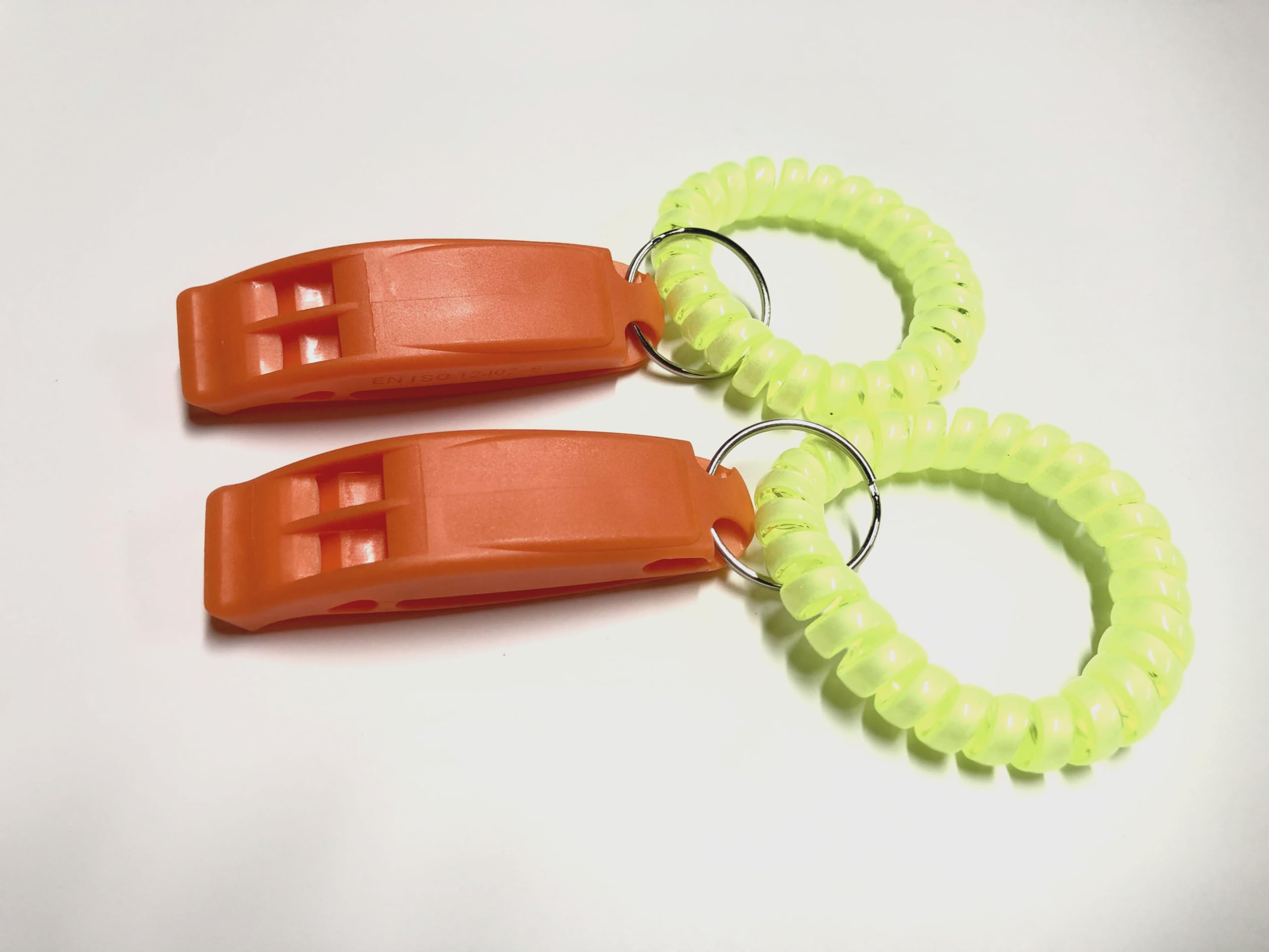 2LL4HM Pea-Less High-pitched Dual-Tube Emergency Whistle - Outdoor Adventure/Disaster Self-Rescue Tool, Portable, Universal Safety Equipment Whistle (Orange, 2 Packs)