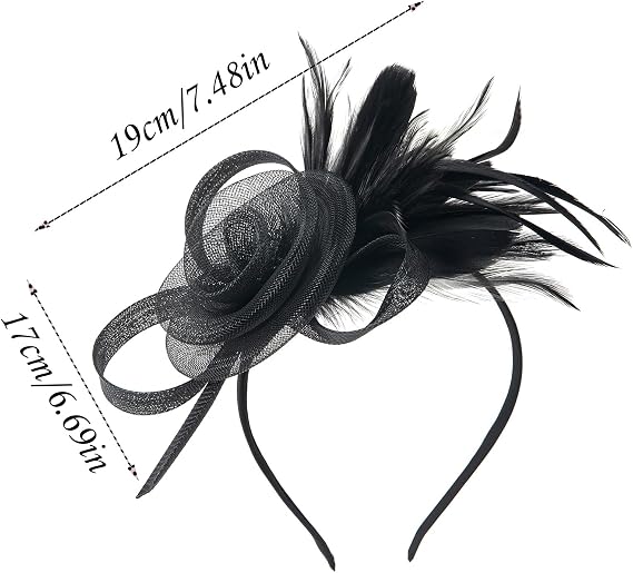 Markest Fascinators for Women Mesh Flower Feather Headpiece Tea Party Wedding Derby Cocktail 20s Party Accessory