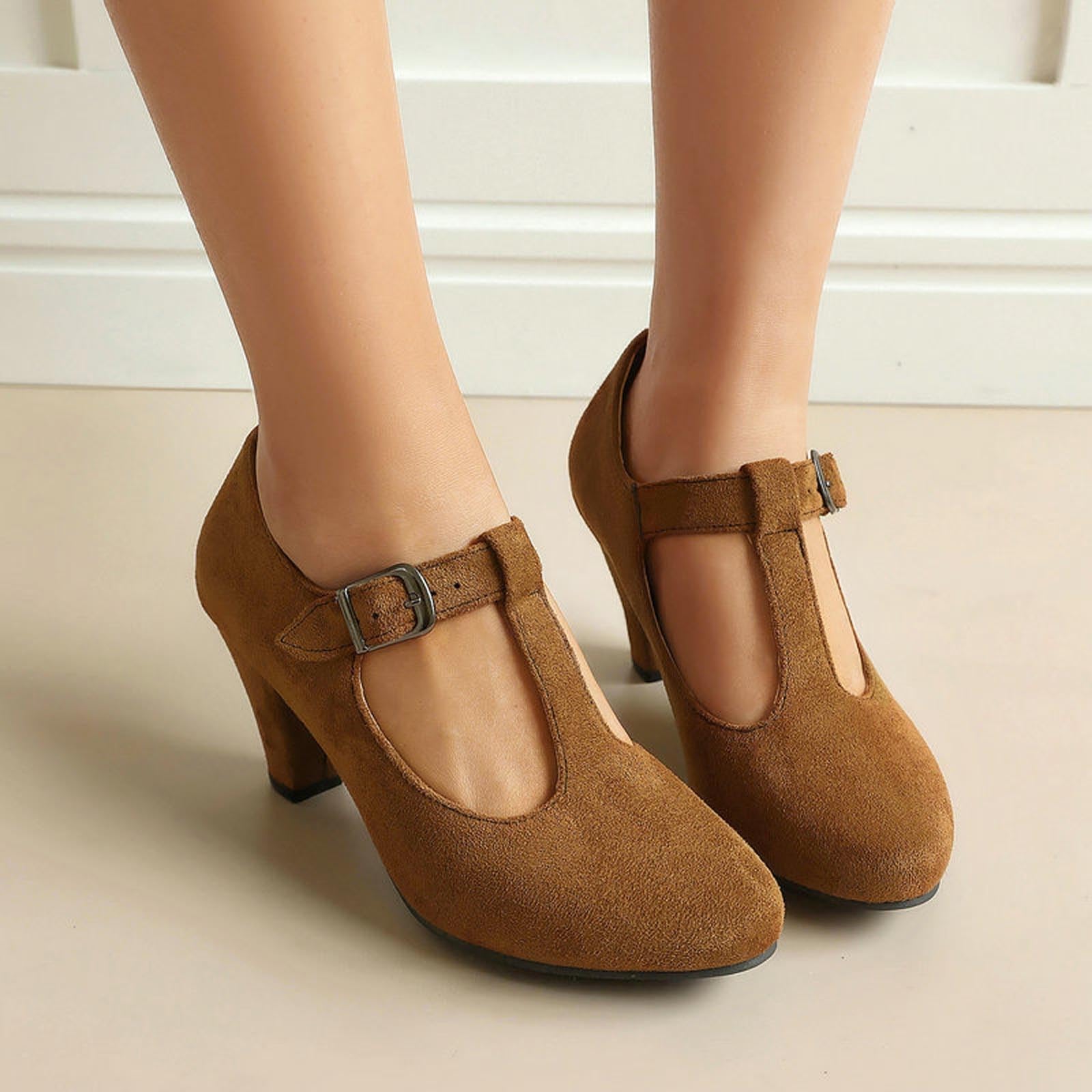 Scarpe Oktoberfest Donna Mary Jane T-Bar Velluto Tacco Grosso | Décolleté Dirndl con cinturino T-bar, scarpe vintage in velluto stile bavarese per festa della birra, matrimonio e party