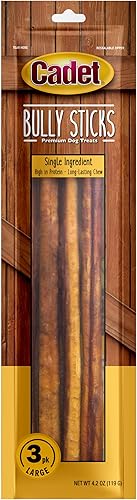 Cadet Palitos masticables grandes para perros, totalmente naturales, de larga duración, sin granos, para perros pequeños, medianos y grandes,
