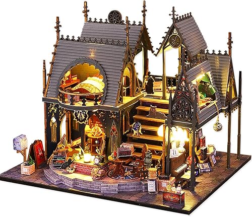 TuKIIE Kit de casa de muñecas en miniatura con muebles, a escala 124, casa de muñecas de madera a prueba de polvo para niños, adolescentes y adultos