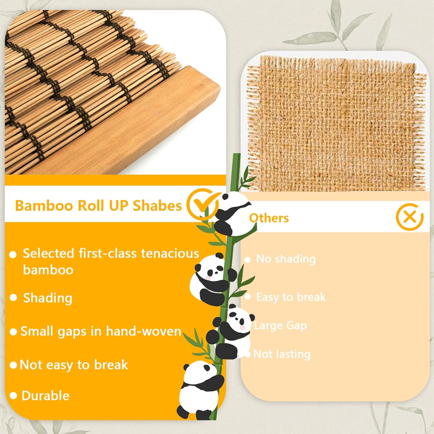 Bamboo Blinds, Shades Roman for Windows Window Home Patio & Shade 27 W X 60 H - Light Filtering Cordless Blinds for Interior Windows - Real Natural Bamboo Material - Mounting Hardware Included
