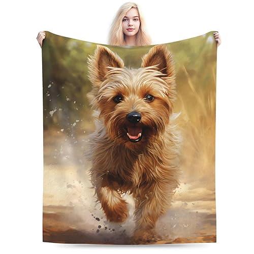 Australian Silky Terrier Print Flannel Blanket Lightweight Soft Fleece Animal