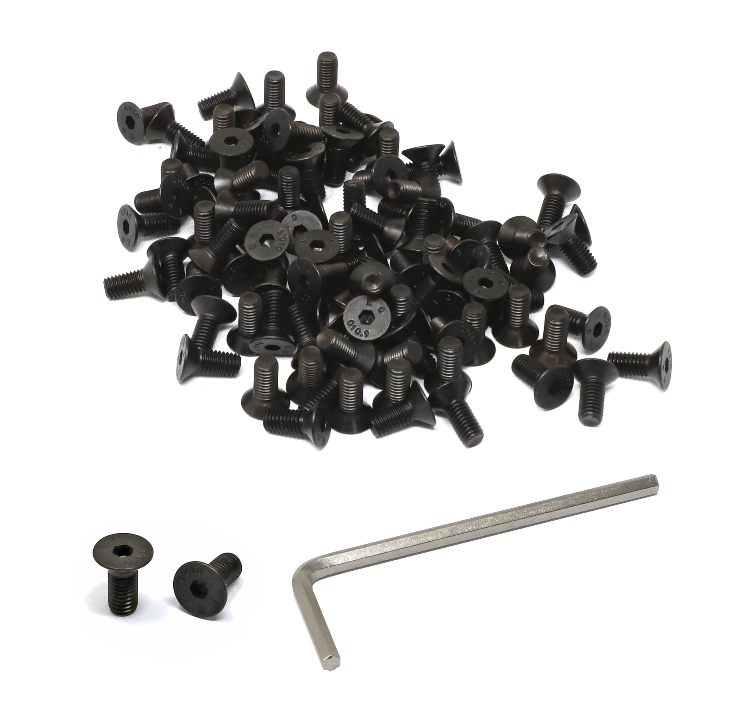 iexcell 100 Pcs M5 x 12mm Thread Pitch 0.8 mm Alloy Steel 10.9 Grade Hex Socket Flat Head Cap Screws Bolts Kit, Black Oxide Finish