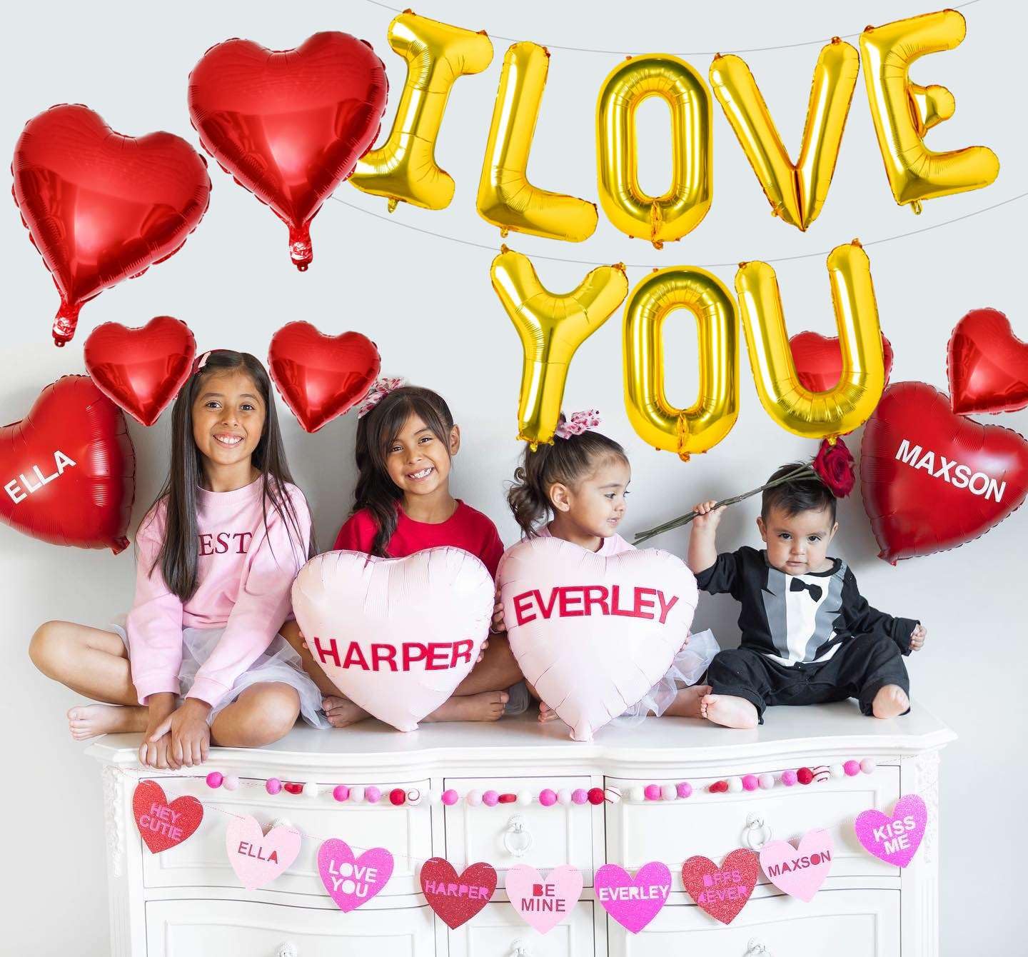 Extra Large I Love You & Heart Balloons - 14 Pack, Red Foil Balloons For Valentine's Day & Anniversary Decor