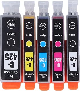 Ink Cartridge, 425-426 Ink Cartridge with 5% Coverage, Clear Printing Multi Colors Inkjet Cartridge, for Home, Office, School, Desktop Photo Printers (BK BK C M Y 5 Colors)