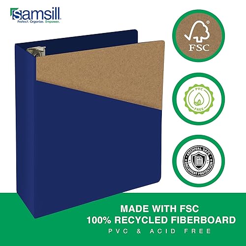 Vista 468 de Samsill Carpeta duradera de 1.5 pulgadas, fabricada en los Estados Unidos, carpeta de anillos en D, carpeta transparente personalizable, color Negro