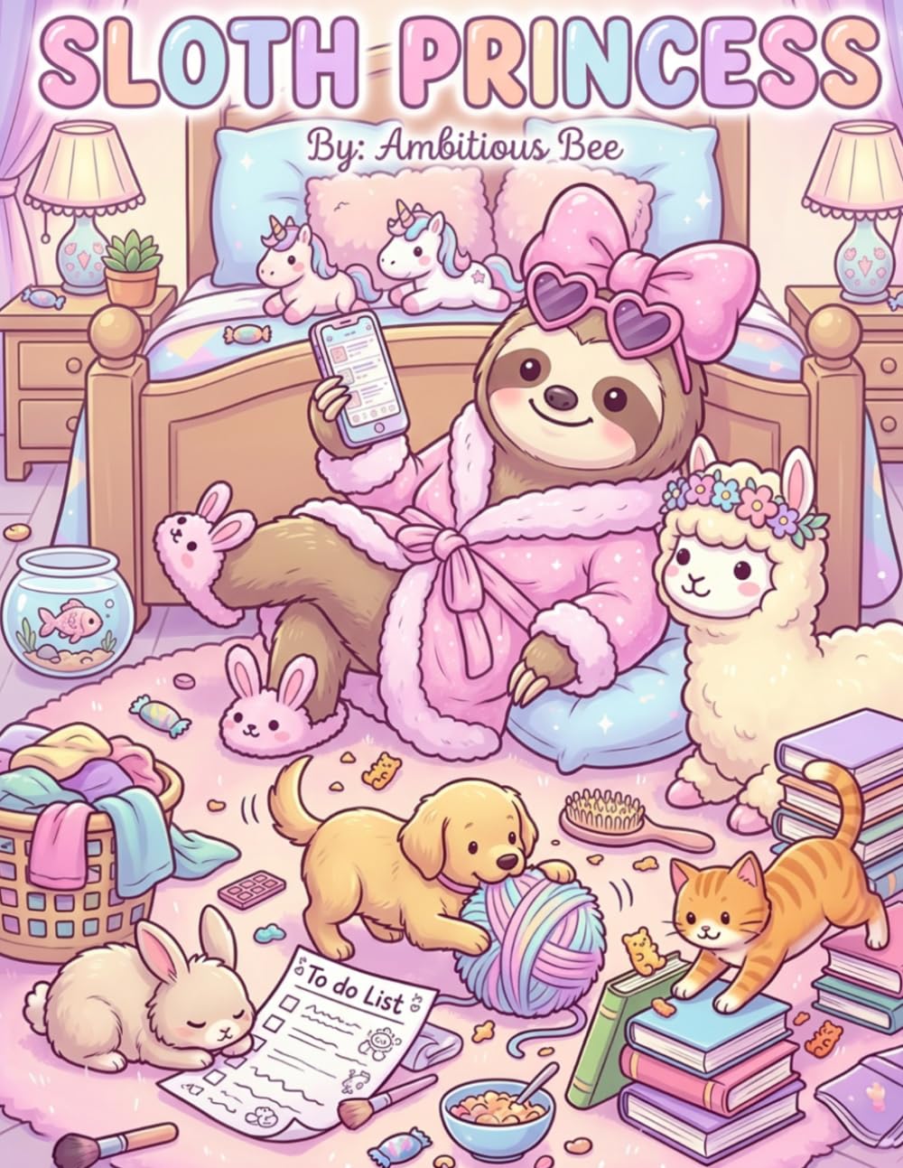Sloth Princess: 62 Pages Adorably Relatable Sloth Designs with Cozy Chaos, Cute Animals, and Girlie Summer Vibes for Stress Relief & Relaxation