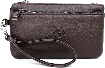 LEATHER,SE club 1993 MEN'S BRACELET BELT THIN PORTFOLIO HANDBAG (BROWN)