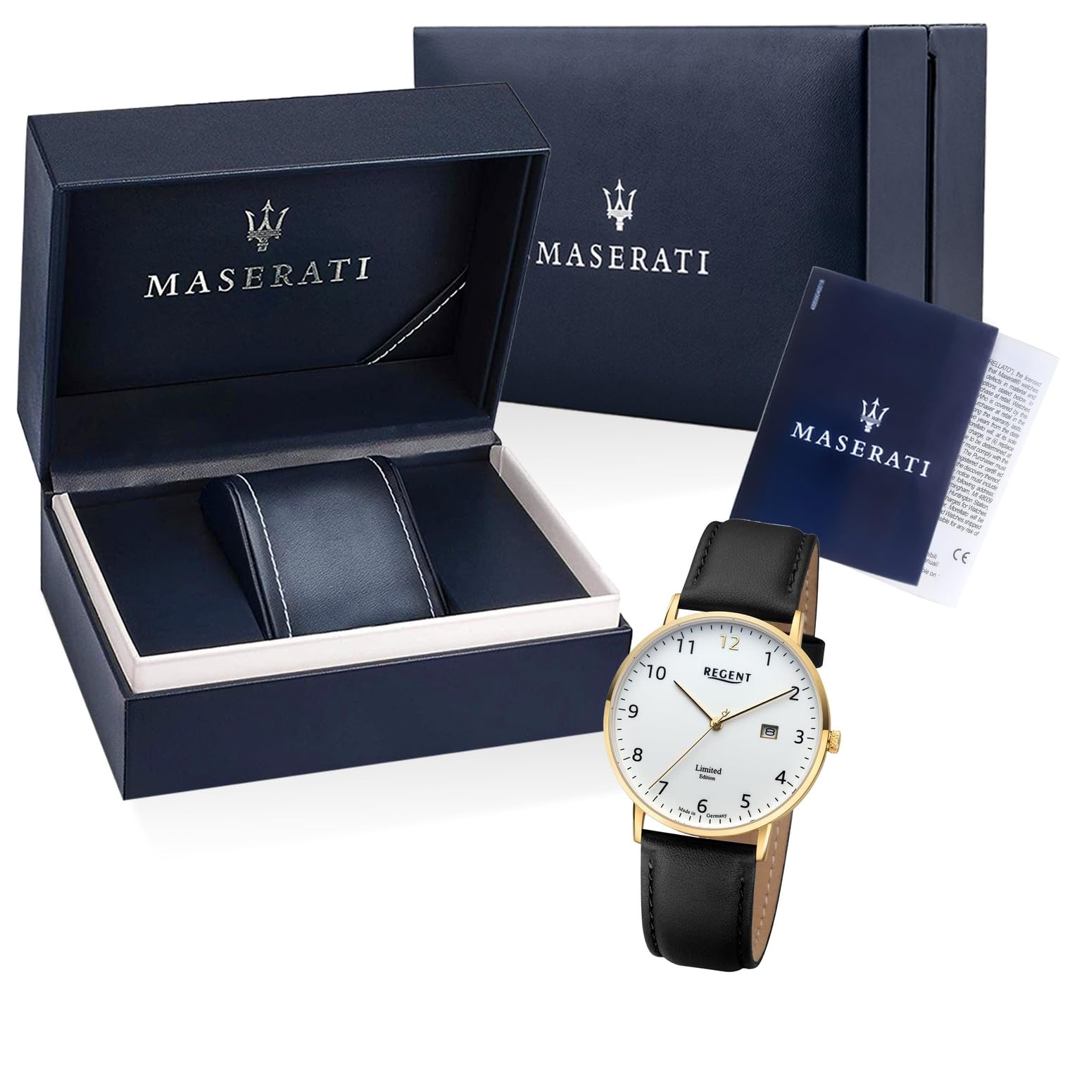 REGENT Montre pour homme en acier IPG GM-2303 Édition limitée avec certificat, jaune or, Classique