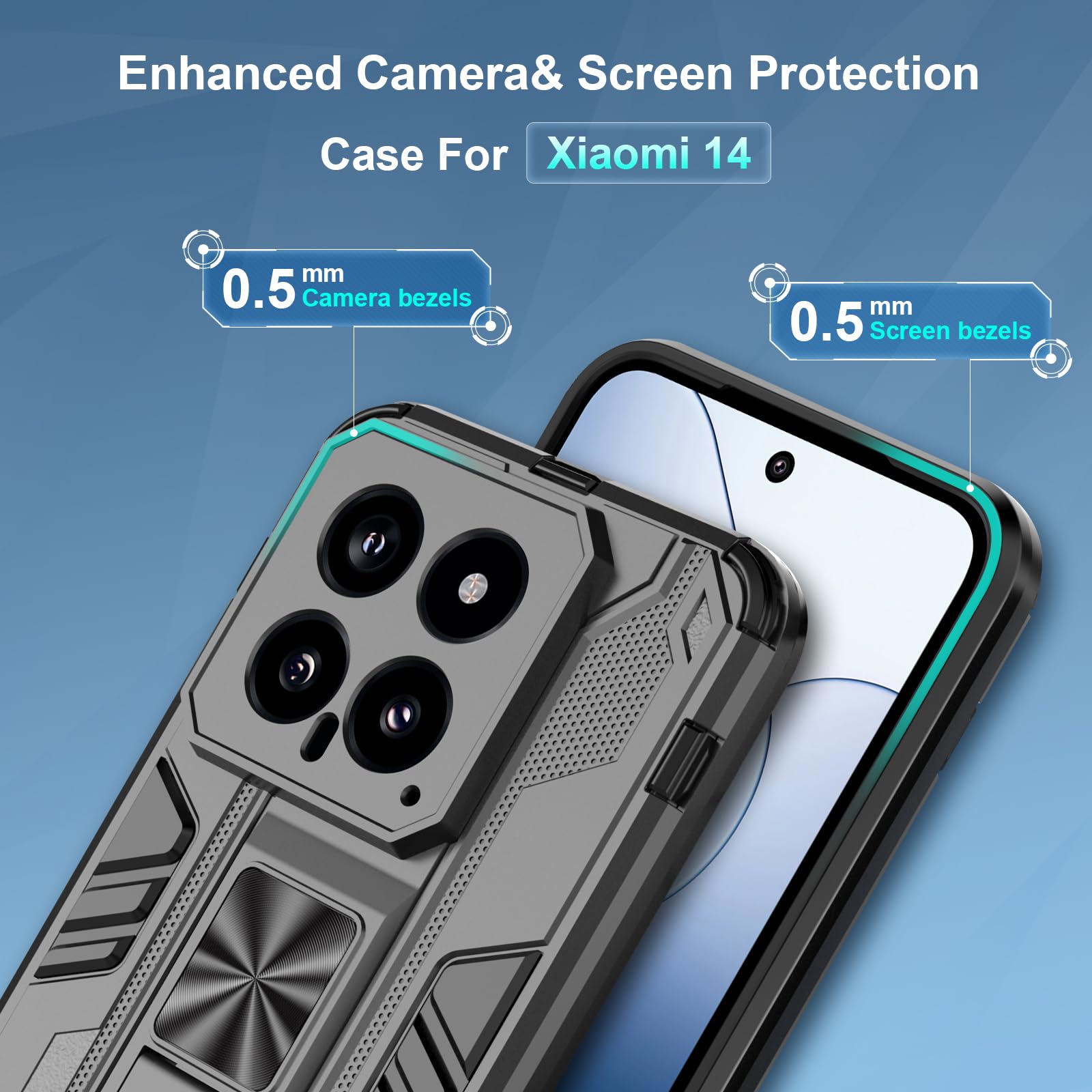 Funda para Xiaomi Redmi Note 15 Pro 5G, Carcasa Antigolpes con Soporte anular metálico, Case Protectora de Grado Militar, Azul — view 803