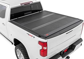 Rough Country Hard Tri-Fold Tonneau Cover for Ram 1500 (2009-2018) 2500 (2011-2025) - Low-Profile Aluminum Truck Bed Cover, Fits 6'4 Bed (76.3)