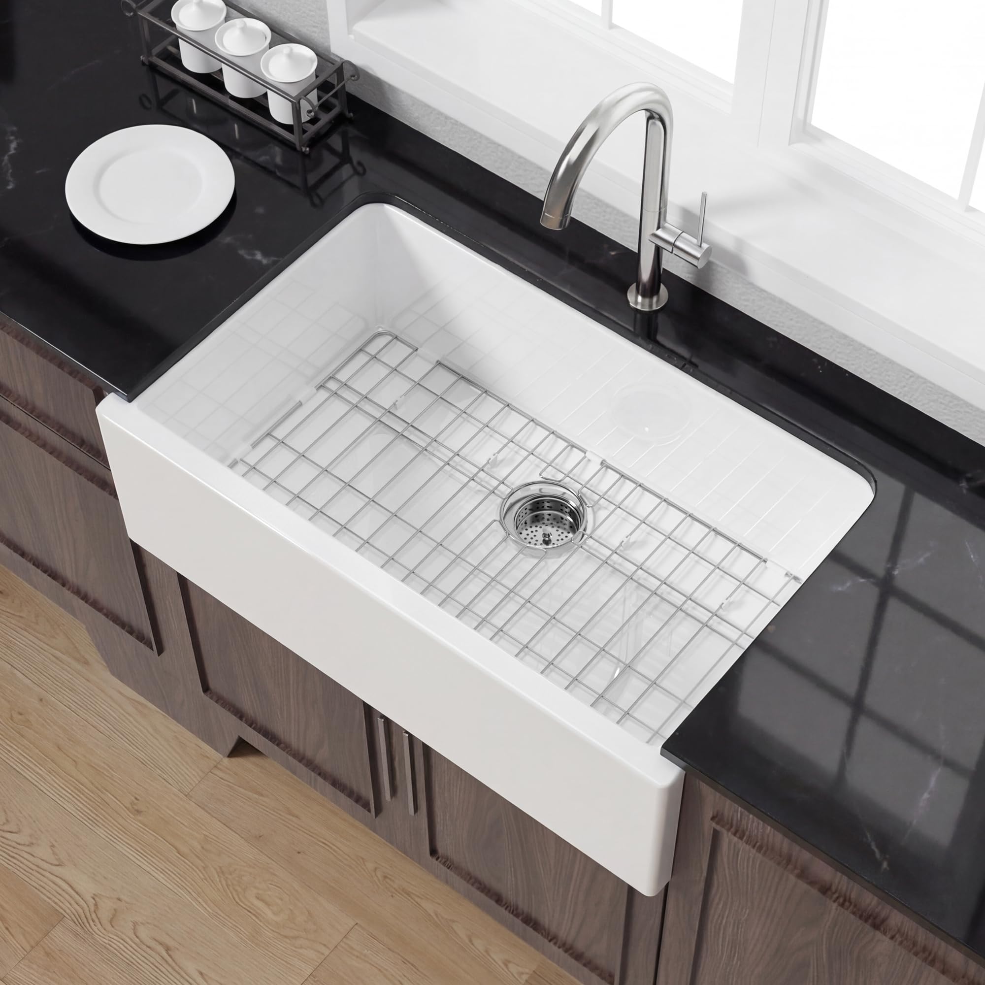 Photo 1 of Miuara 33 x 20 Inch Self-trimming Farmhouse Kitchen Sink White Apron Front