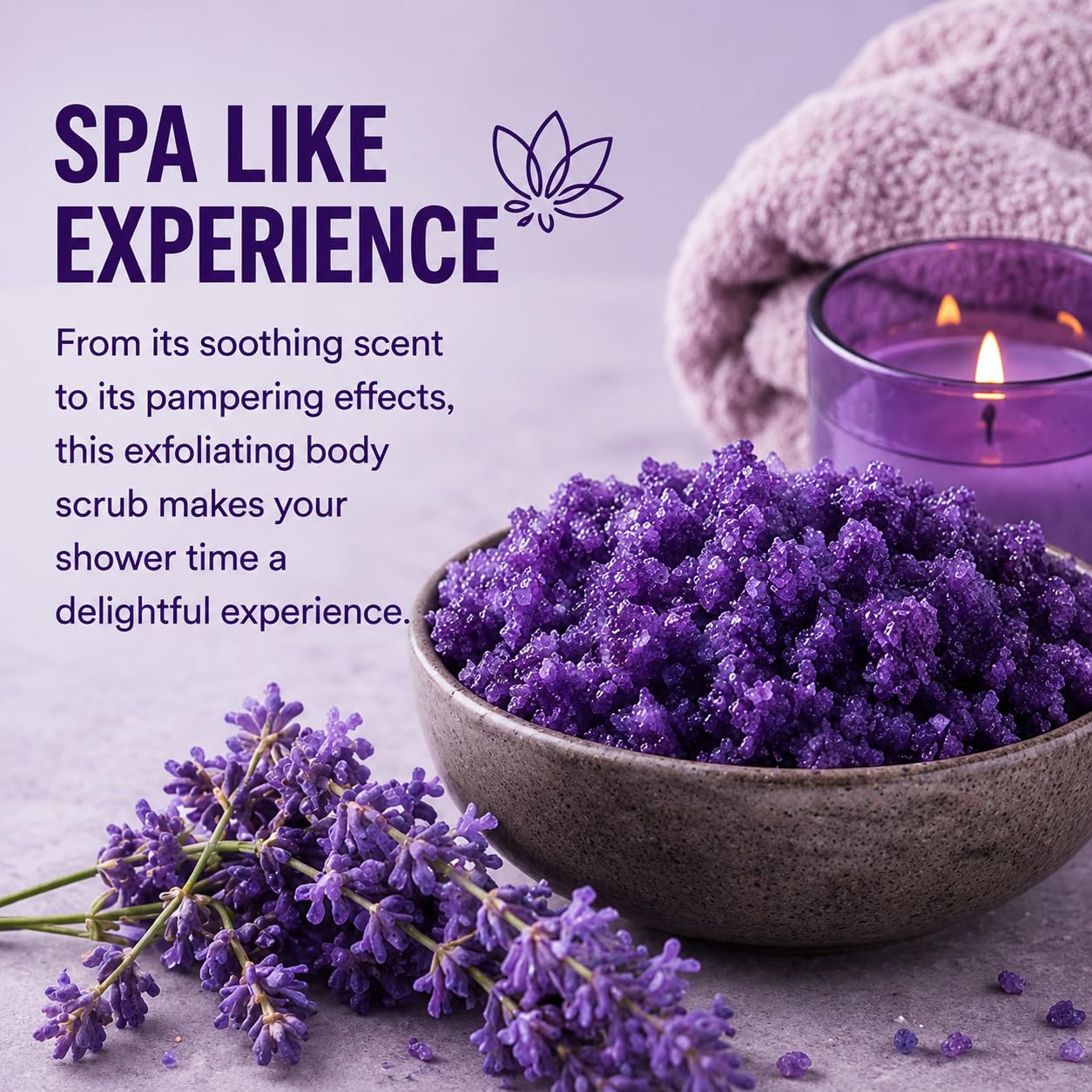 Lavender Body Scrub - Gently Exfoliates Rough, Dry Skin -12 Oz