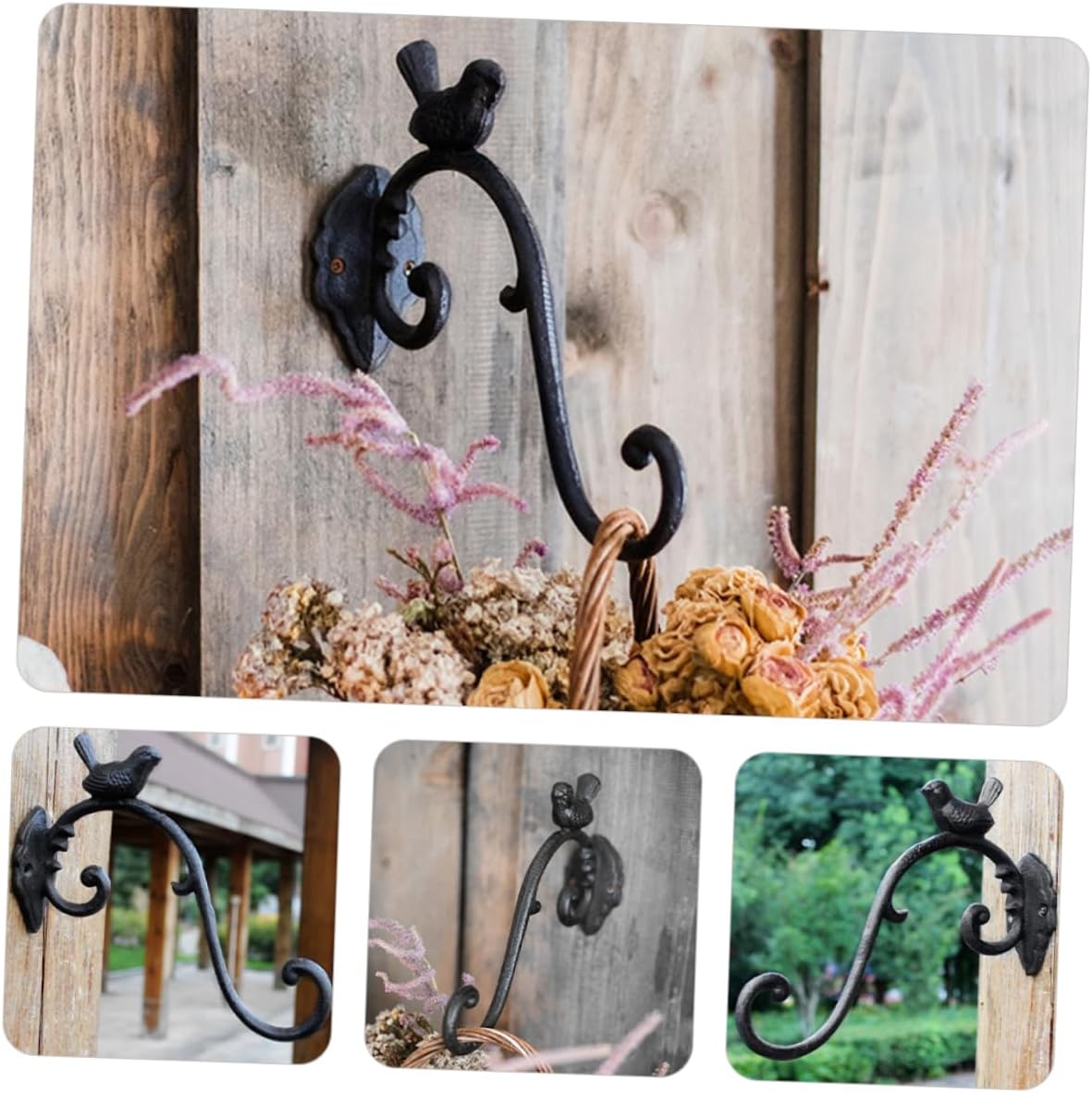 Milisten Wall Mounted Iron Plant Hanger Hook for Hanging Flower Baskets Decorative Bird Feeder Bracket Greenery Wall Decor for Living Room and Balcony