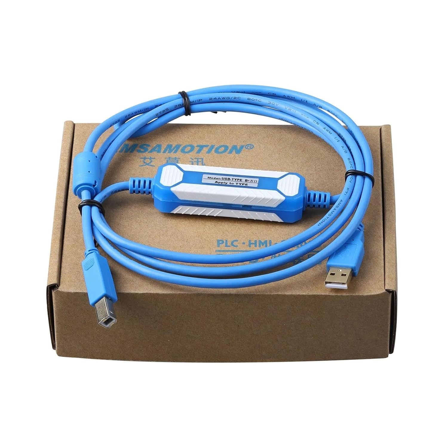 USB-CP1H Type B Cable Suitable for CP1H CP1E CP1L CP1G CJ2M CP Series Download Line(Blue Type)
