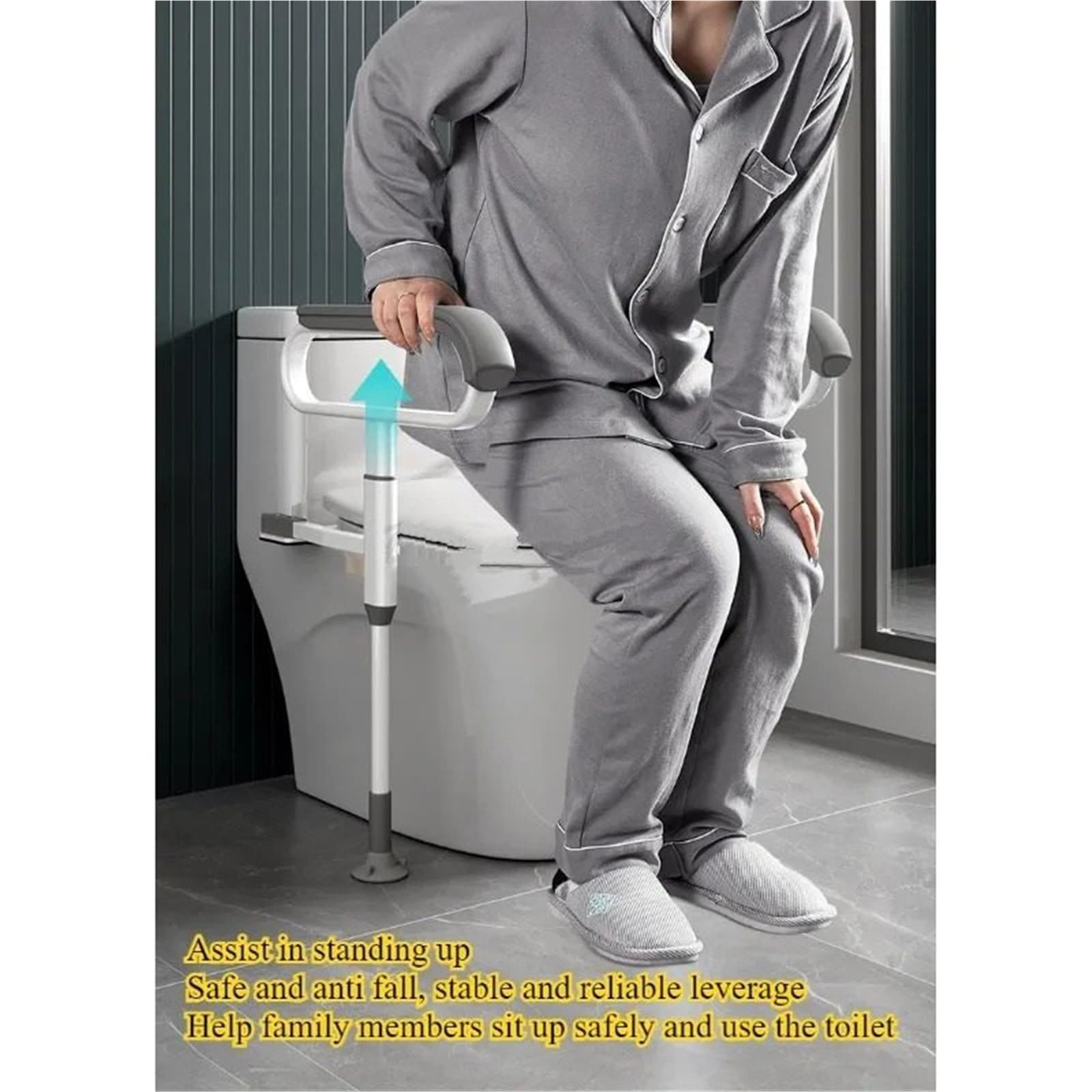 agarraderas baño Apoyabrazos de Inodoro para Personas Mayores, Marco de Soporte de Seguridad, discapacidad, barandilla, Soporte para Asiento de Inodoro de baño Tirador de baño