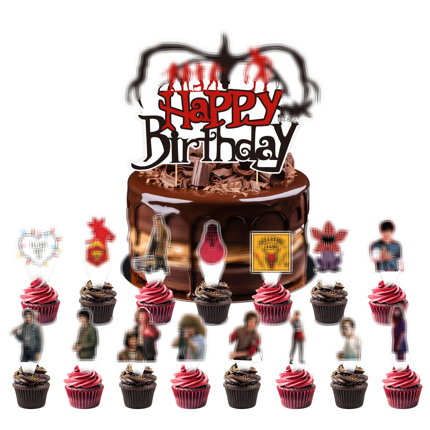 31 Pcs Stranger Cake Toppers, Cake Decorations, Cupcake Topper, Birthday Party Supplies