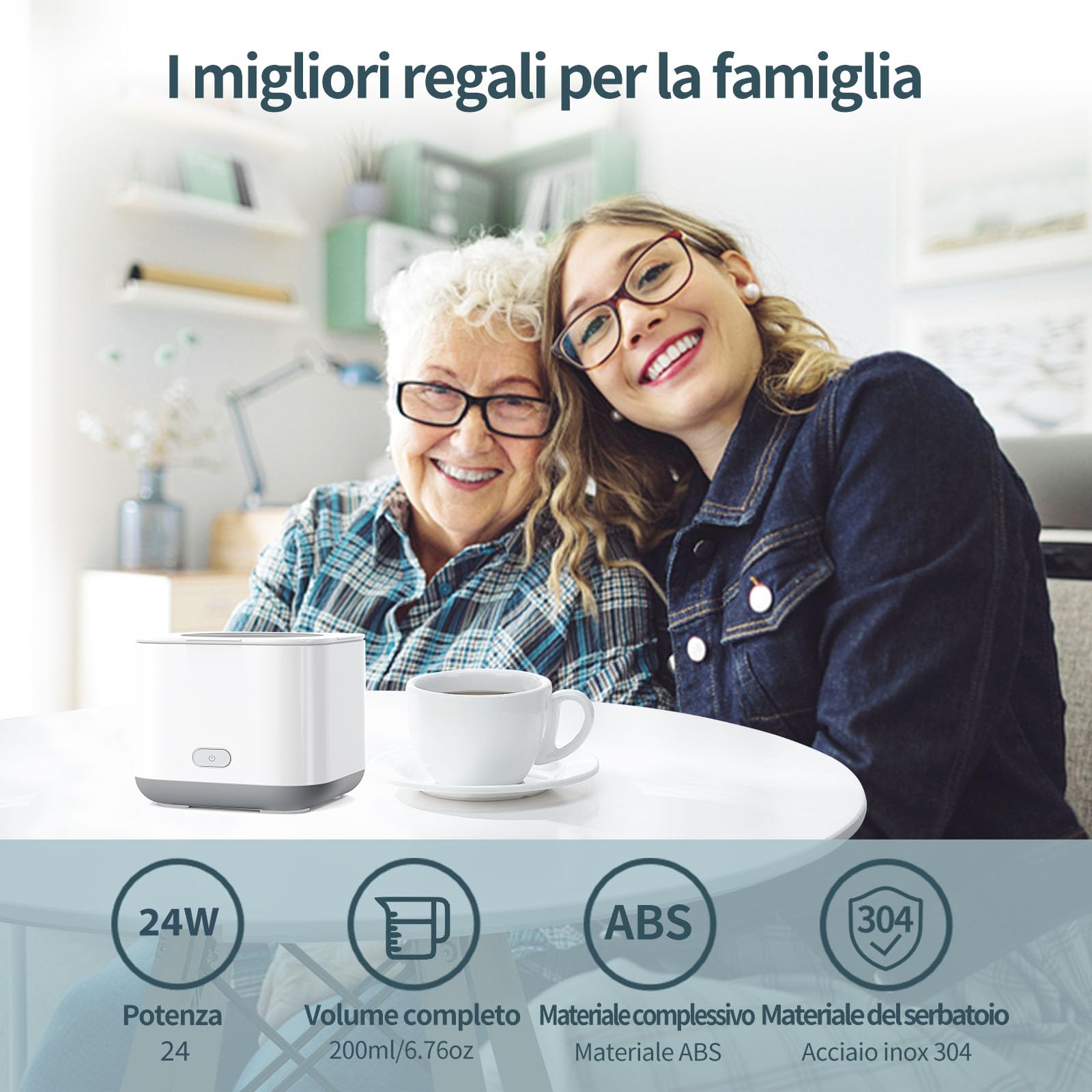 Pulitore Ultrasuoni per Bite, 43000Hz Pulitore ad Ultrasuoni per Protesi, Allineatori, Fermi, Vassoi Sbiancanti, Monete, Testine di Spazzolini da Denti, Pulizia Ultrasuoni Efficiente a 360° 200ml