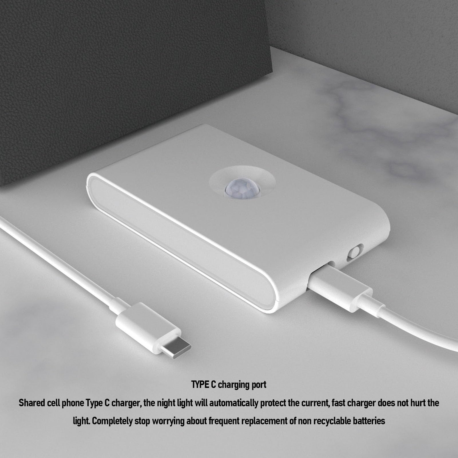 Sensore di Movimento Luce Notturna a LED Ricaricabile Magnetica Doppia Illuminazione Laterale per Corridoio Scale Camera da Letto Set da 4 Pezzi