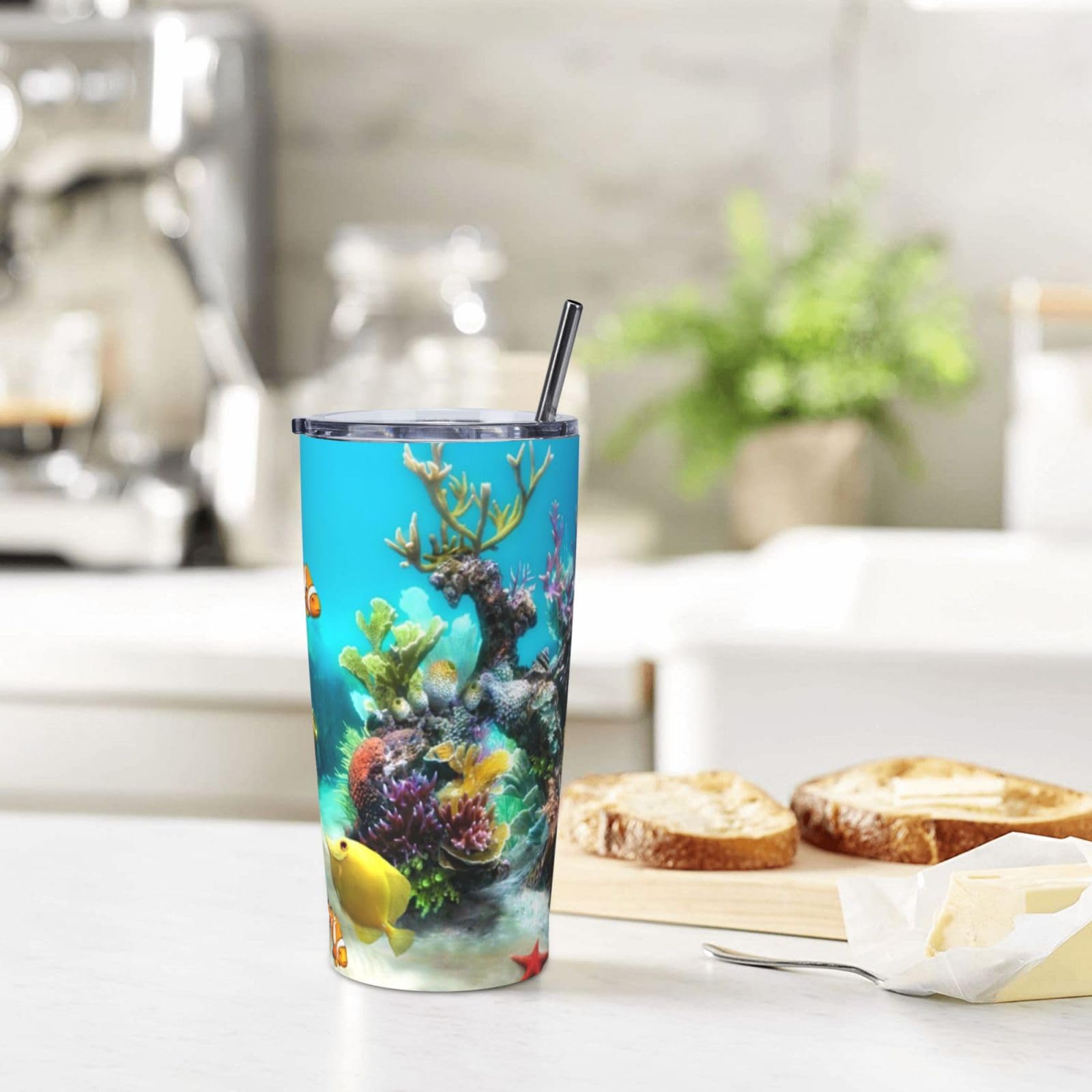 Tazza termica portatile della tazza dell'automobile della tazza dell'acciaio inossidabile stampata del pesce tropicale