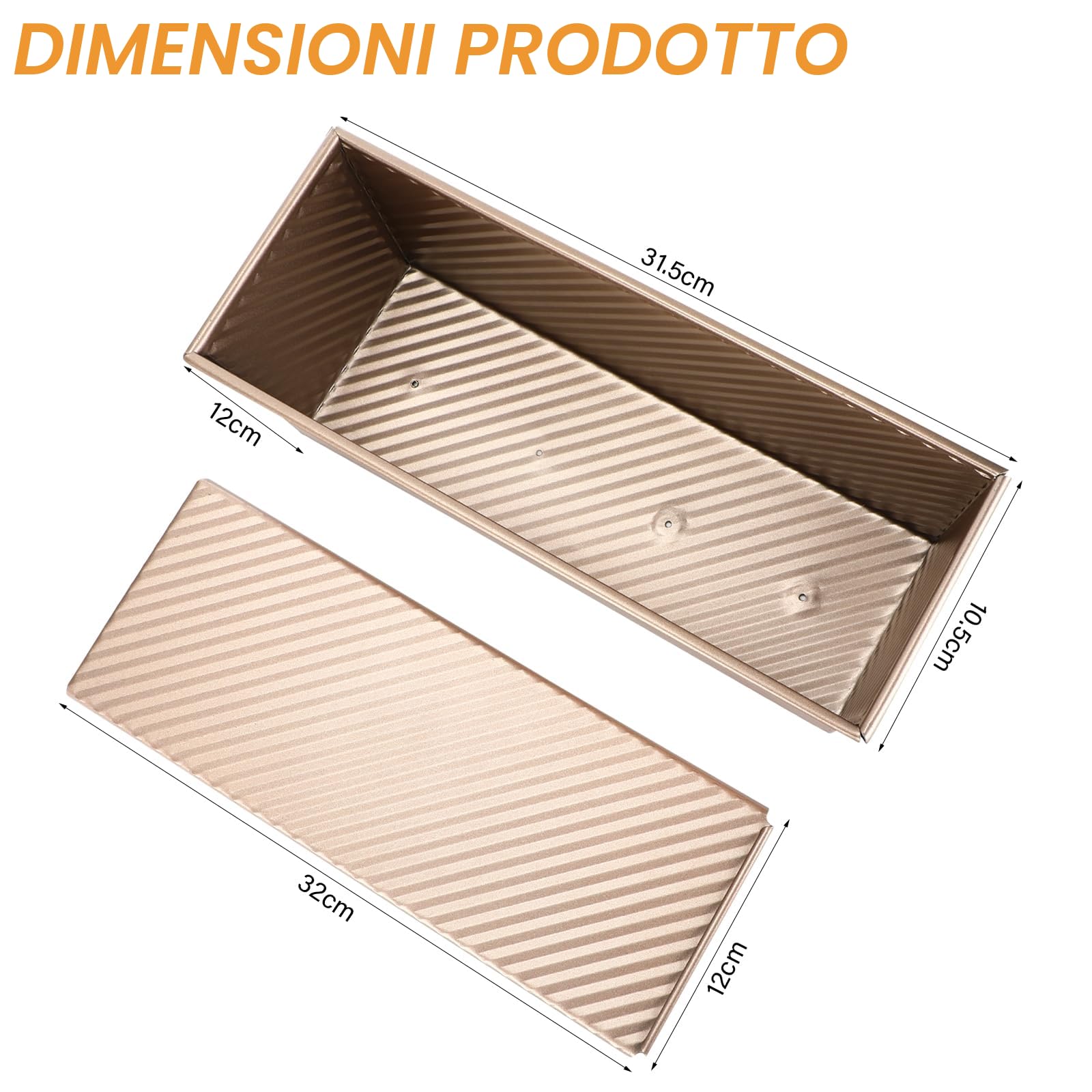 Stampo per Pane in Acciaio al Carbonio - Stampo per Toast con Coperchio Scorrevole Antiaderente - Teglia per Pane con Fori Ventilati - Ideale per Cuocere al Forno e Grigliare Capacità 1000g