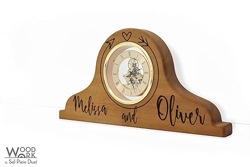 Miniatura 3 de Wooden Mantel Clock - Shelf Clock - Fireplace Clock - Skeleton Clock - New Home Gift Idea - Newlywed Gift - Bedroom Decor - Monogramed Clock