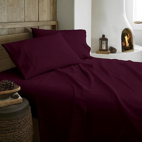 Whisper Organics, Sábanas orgánicas Juego de sábanas de franela de 4 piezas Sábana encimera 100% algodón orgánico + sábana bajera + fundas de Whisper Organics, Sábanas orgánicas Juego de sábanas de franela de 4 piezas Sábana encimera 100% algodón orgánico + sábana bajera + fundas de