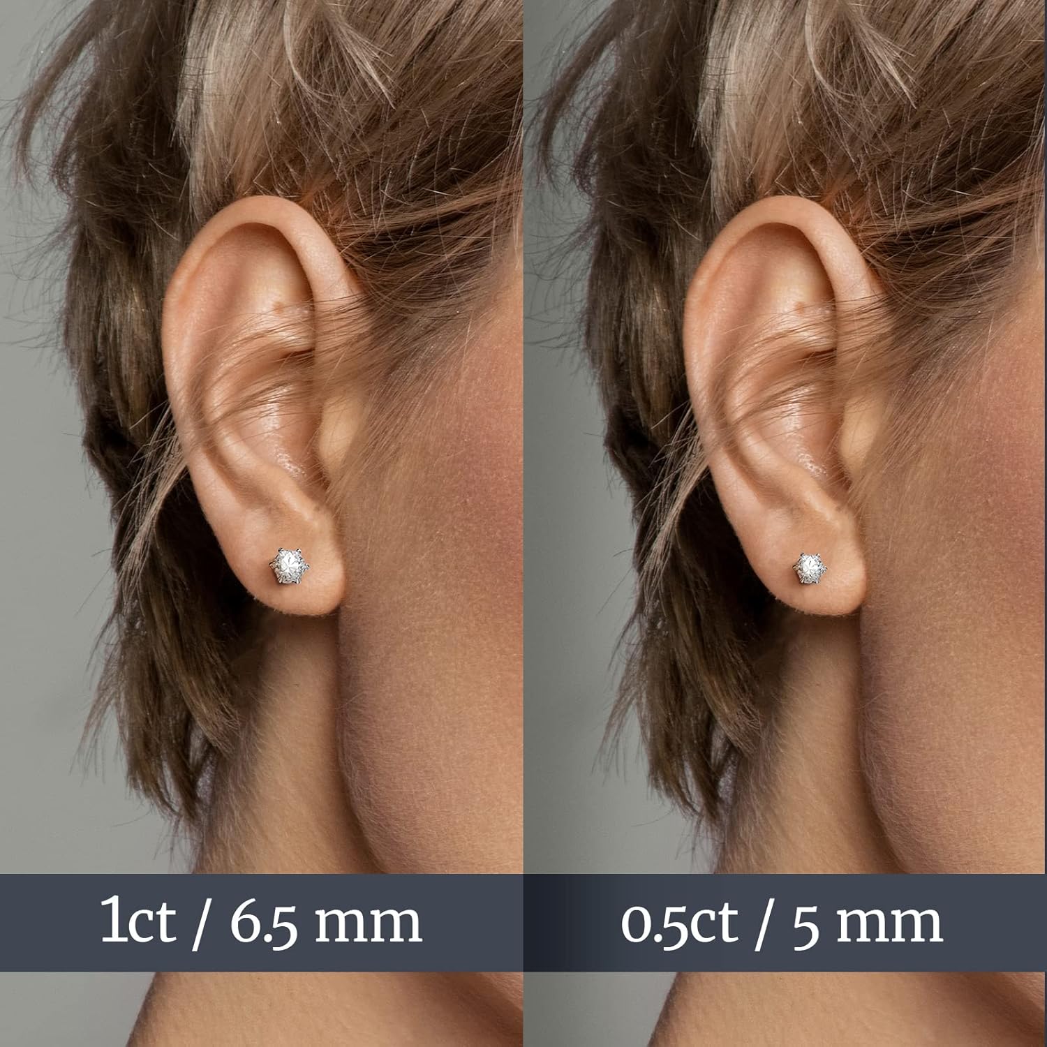 Moissanite Stud Earrings for Women, 18K White Gold Plated S925 Sterling Silver Hypoallergenic Diamond Earring, Lab Grown Diamond Earrings - Image 3