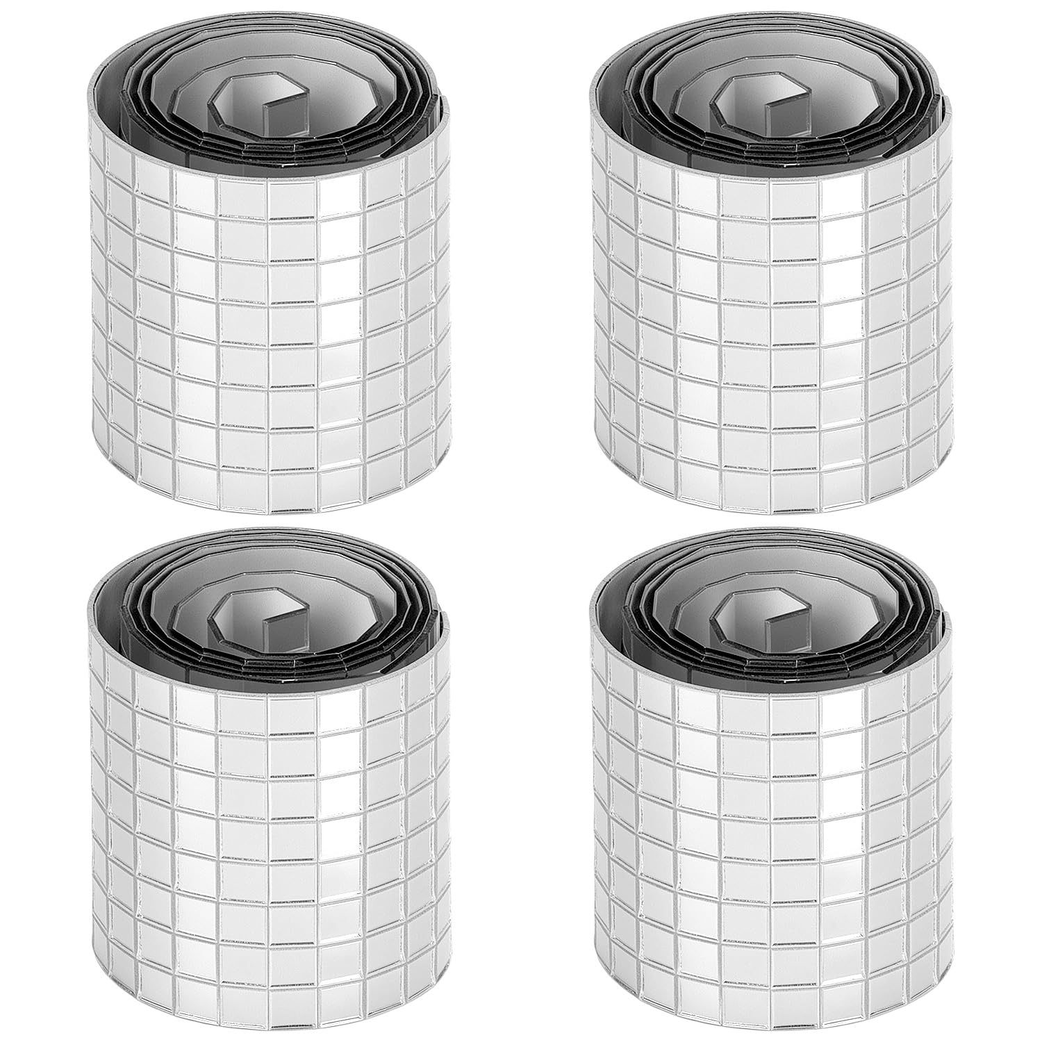 QWORK® 4 Rollos de Mosaico de Espejo Acrílico, Azulejos de Mosaico Autoadhesivos 5840 Piezas Dimensiones 5 x 5 mm