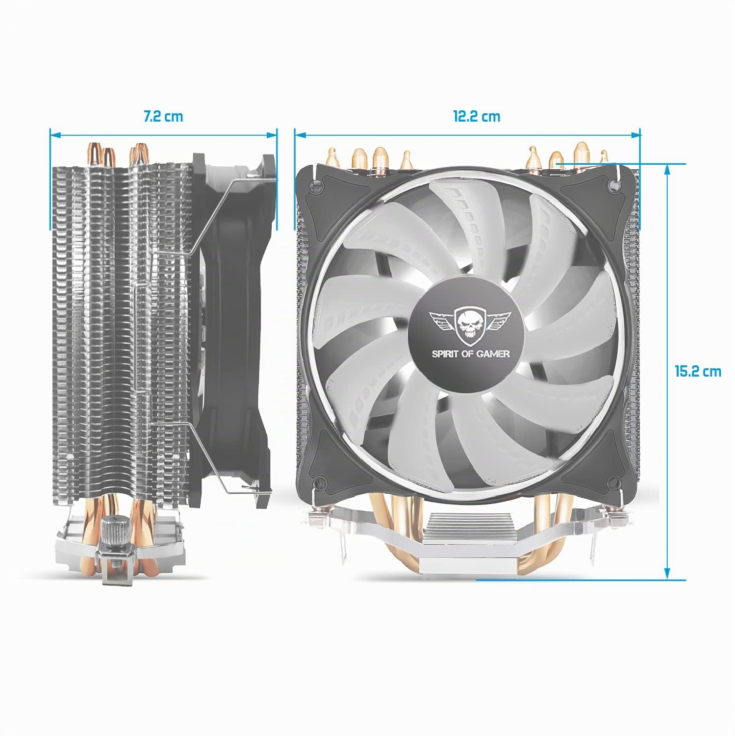 SPIRIT OF GAMER - AIRCOOLER 120 MM ARGB - Ventirad pour Processeurs Intel Et AMD – Rétro-Eclairage RGB Adressable 3 Pin / 5 Volts – Ventilateur PWM 120 mm – Radiateur aluminium