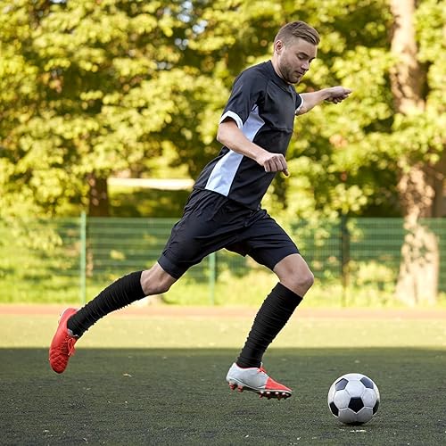Miniatura 8 de Kasyat 2 pares de calcetines de fútbol para hombre, manga de compresión de pantorrilla, para fútbol, correr, adultos, jóvenes, mujeres