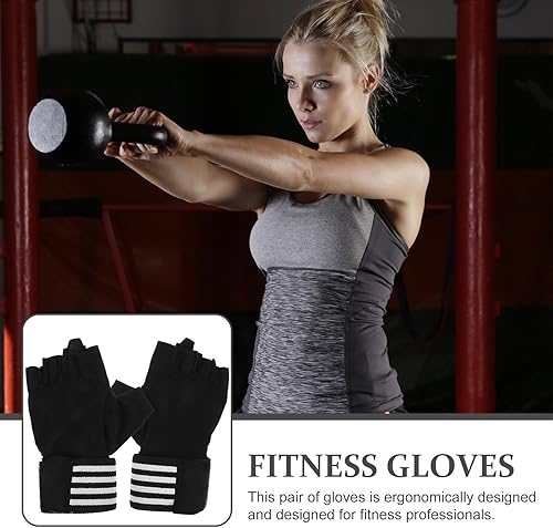 Miniatura 8 de TOYANDONA Guantes de gimnasio antideslizantes de medio dedo para levantamiento de pesas y fitness al aire libre, guantes de ejercicio transpirables