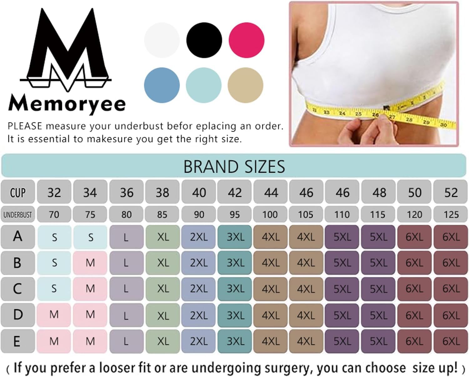 Memoryee Lot de 3 soutiens-gorge de sport pour femme - Grande taille - Inserts sans armatures - Lavables - Rembourrés - Push Up
