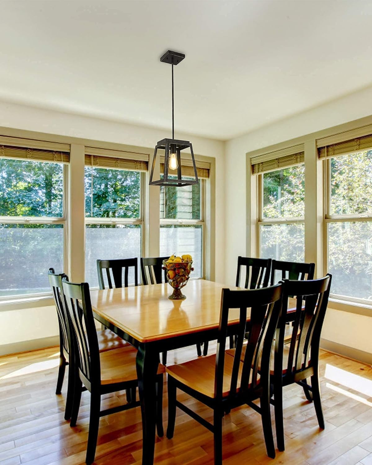 🛒 Flash Sale EAPUDUN Farmhouse Pendant Light, 1-Light Metal Wire Cage Hanging Lantern for Kitchen Island, Silver Hand-Brush Finish, PDA1294-FBGT