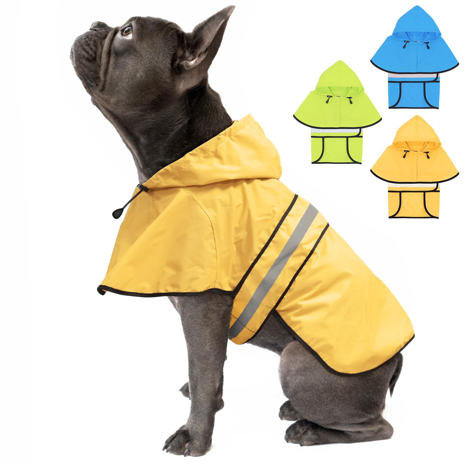 Sweat à capuche imperméable jaune pour chien veste réfléchissante et légère