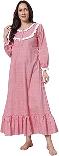 sephani Women's 100% Cotton Printed Maxi Nightgown Long Nighty Sleepwear for Ladies Super Soft Full Sleeves Nighty-picture-10