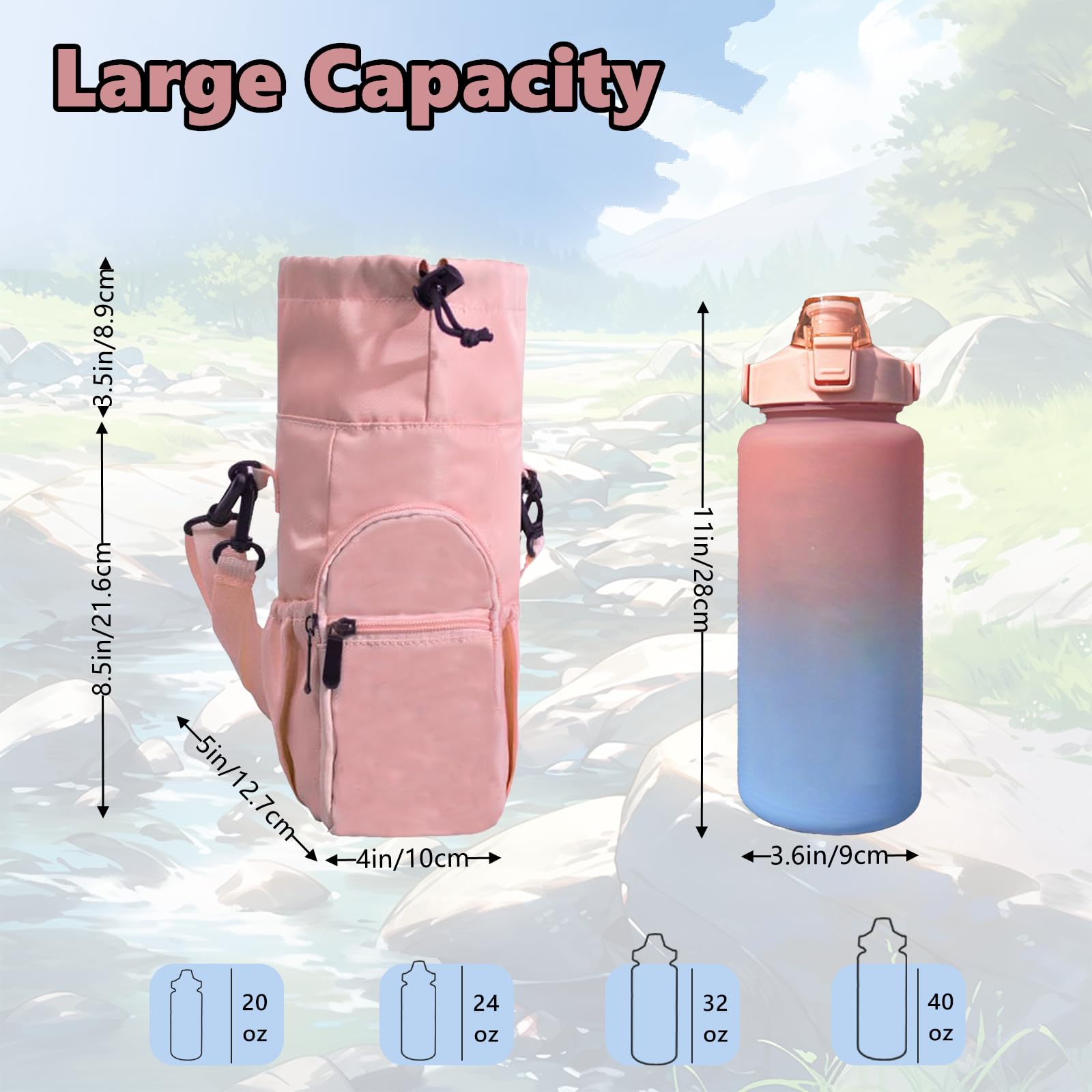 Water Bottle Sling Carrier?20/32/40 Oz Water Bottle Carrier Bag With Phone Pocket Insulated Crossbody Water Bottle Holder With Adjustable Shoulder Strap, Ideal For Hiking, Camping, And Traveling.