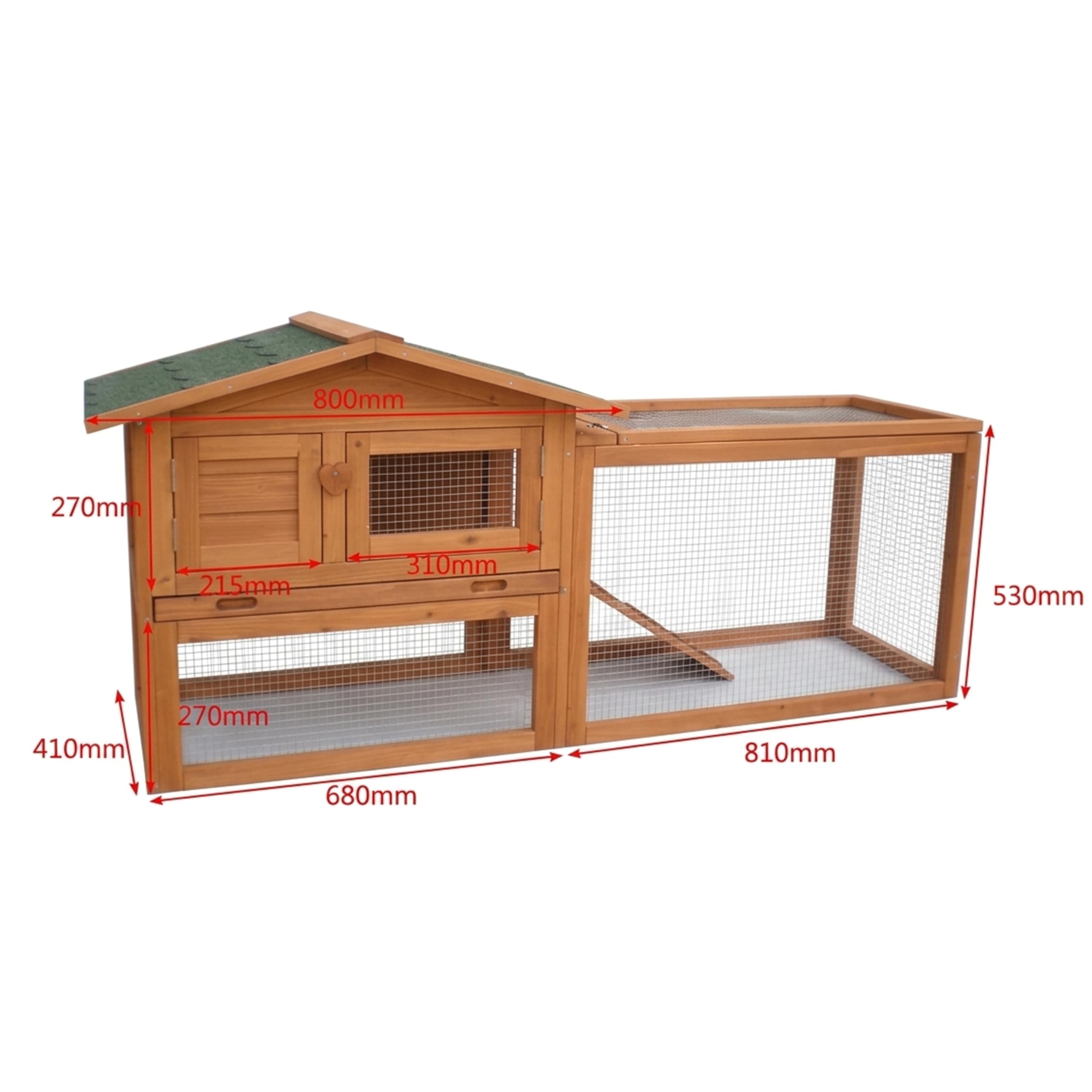 Conejera al Aire Libre con corralito | Jaula para cobayas de Techo de ápice y Combo de Corral | Configuración Completa de Animales pequeños | 155 x 53 x 70 cm