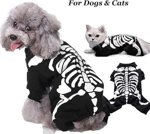 Miniatura 2 de GREUS Disfraz de Halloween para mascotas, perros, gatos, arañaesqueleto, disfraces de mascotas para perros pequeños, medianos y grandes, ropa de