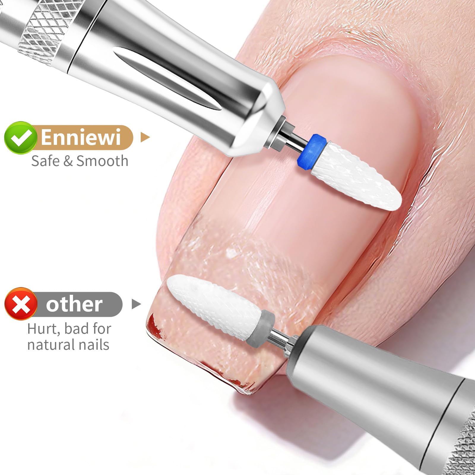7-in-1 Torno para Uñas Profesional 35000 RPM, lima uñas electrica con Base de y 7 Brocas, para Uñas de Gel de Acrílico Eliminado, Manicure e Pedicure, Inicio / Salón, Blanco