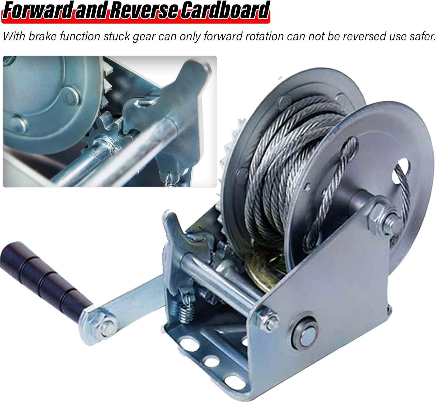 3000lbs Hand Winch Heavy Duty Boat Trailer Winch with 25m Strap - 2 Speed Ratchet Winch for Marine Truck ATV，Multiple Specifications